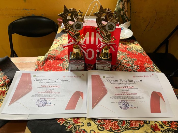 Luar Biasa MIN 4 Kerinci Dibawah Kepemimpinan Bapak Amrul, S.Pd berhasil Meraih Juara 1 Barisan Indah Putra dan Putri