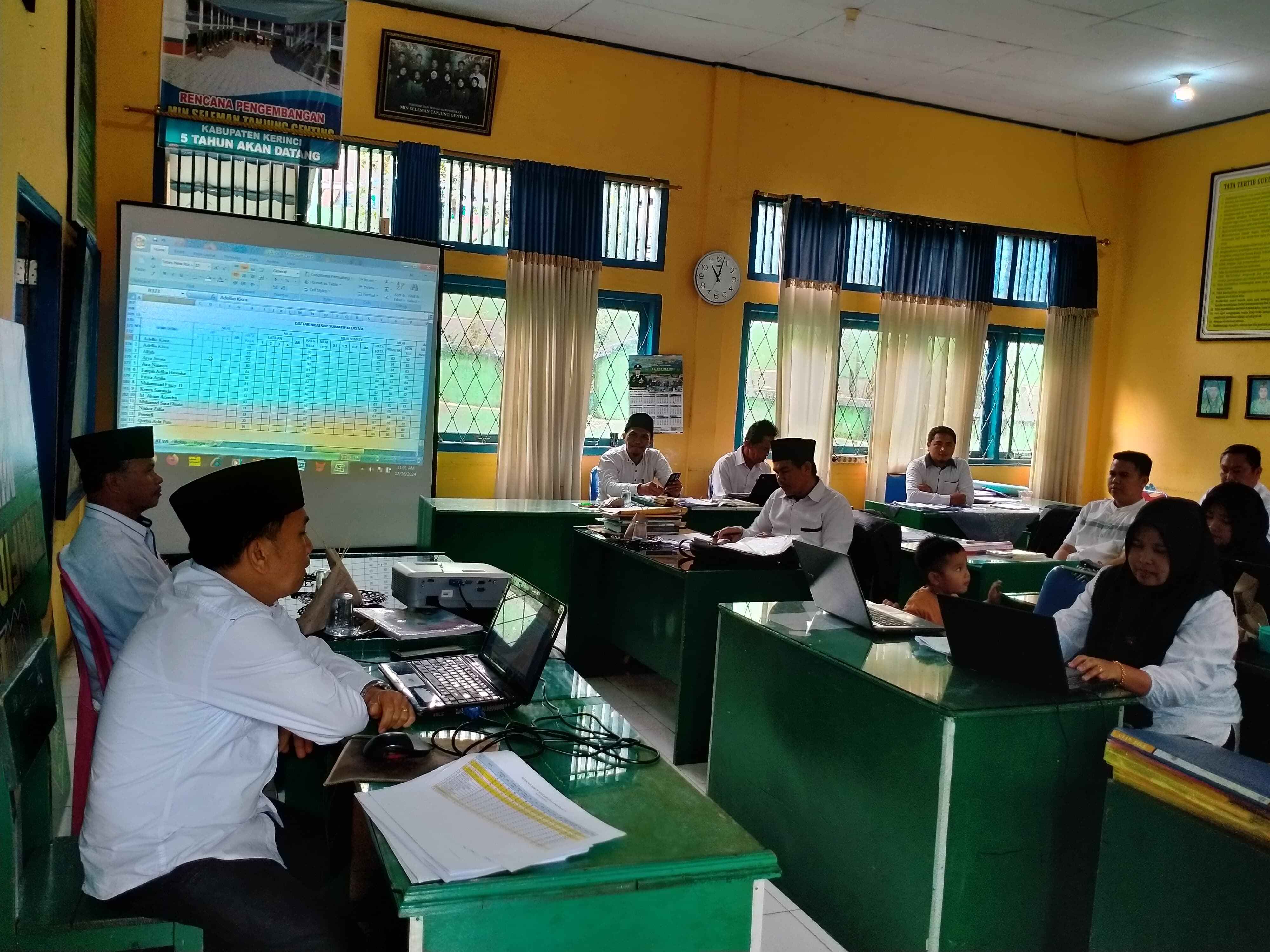 Kepala Madrasah Ibtidaiyah Negeri 4 Kerinci Pimpin Rapat Evaluasi Assesmen semester ganjil Tahun Pelajaran  2024 2025